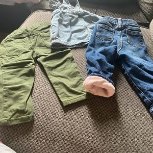 Old navy baby girl pants and dress size 6-12mon and 12-18mon